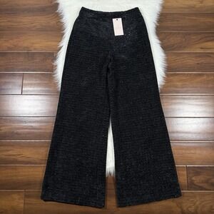 Abbey Glass‎ Women's Size 2 Black Shimmer Tweed Carter Wide Leg Trouser Pants